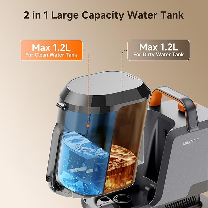 Uwant Portable Carpet and Upholstery for Deep Cleaner, 18Kpa Carpet Cleaner Machine for Cars, Pets with Pet Pro Solution and Self Cleaning Set of 1 for Spot, Rug, Couch