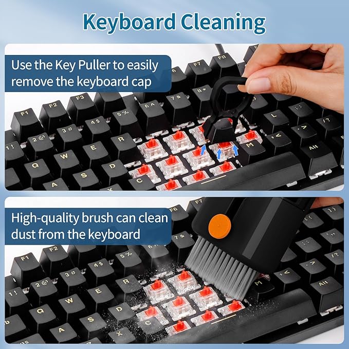 Keyboard Cleaner Laptop Cleaning Kit - Computer Tech Cleaning Brush, Electronic Screen Cleaner Spray and Wipe with Multi-Function Cleaning Tool for MacBook, Tablet, iPhone, Earbuds, Camera, Gaming