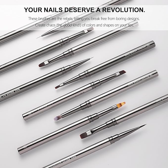 3Pcs Nail Art Brushes Set for Flower Petal Butterfly Drawing, 3D Gel Acrylic Nail Brush, Fine Liner Nails Design Tool, Professional Watercolor Painting Pen for Manicure DIY Salon