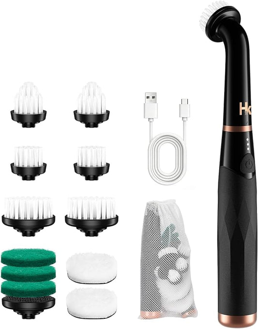2026 Upgraded Cordless Electric Spin Scrubber, 360° High-Torque Rotation, 3 Speed, 2600mAh Rechargeable, IPX7 Waterproof with 11 Brush Heads, Cleaning Brush for Grout, Tiles, Sinks, Crevices