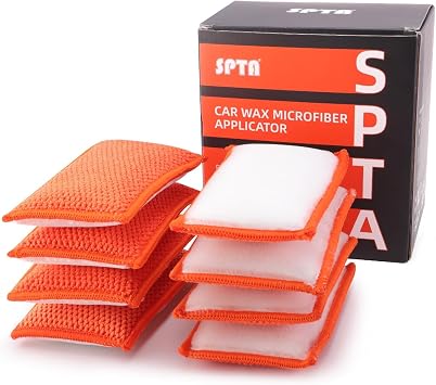 SPTA Car Interior Scrubbing Sponge, 8Pcs Scrub Ninja, Microfiber Car Wax Applicator, Car Wash Sponges for Car, Boat, Woo