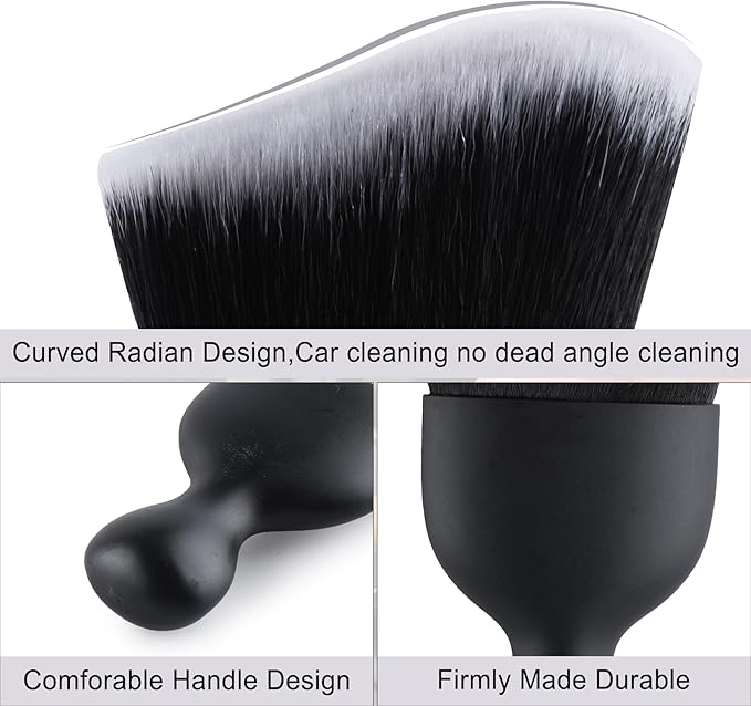 GaRhomxy Car Detailing Brushes, Car Interior Dust Sweeping Soft Brush, Soft Bristles Brush Cleaning Tool for Automotive Dashboard, Air Conditioner Vents, Computer, Scratch Free(Black with White)