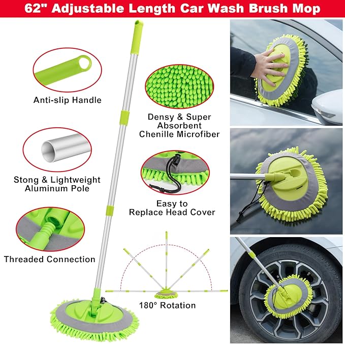 40Pcs Car Wash Cleaning Kit with Foam Gun Sprayer Detailing Brushes Wash Mop Windshield Cleaning Tool Tire Brush Towels Complete Interior Exterior Detailing Set for Car