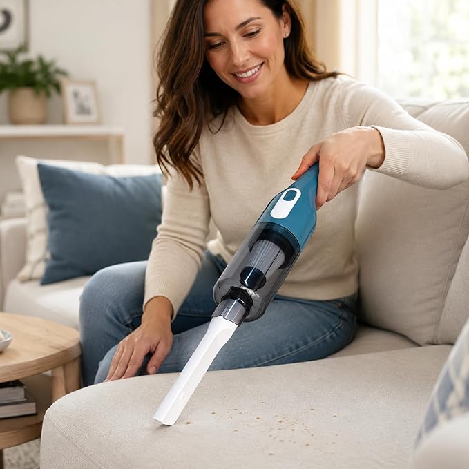 catsMeow Cordless Handheld Vacuum, Lightweight Portable Car Vacuum Cleaner with Crevice & Brush Tools, USB-C Rechargeable, Ideal for Cars, Quick Cleanups & Tight Spaces