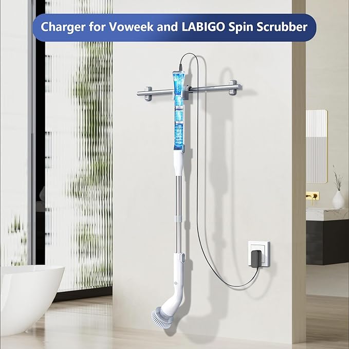 Charger for Voweek Electric Spin Scrubber Compatible with Voweek VWS211/SP02/ LABIGO LA1 Electric Spin Scrubber Power Cord Charger