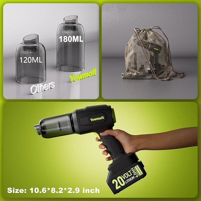 Car Handheld Vacuum Cordless with Battery 21000pa Strong Suction, 3 in 1 Vacuum Portable Cordless & Blower Kit with 200W Brushless Motor, Battery Operated Shop Vac for Home, Truck Car, Office