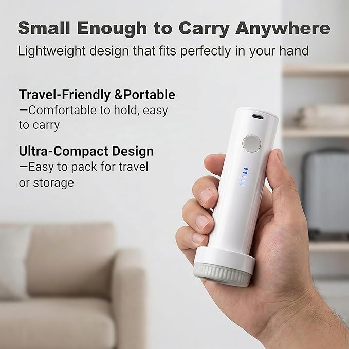 Cordless Electric Vacuum Pump for Vacuum Storage Bags, Mini USB-C Rechargeable Vacuum Bag Pump, Portable Travel Pump for Vacuum Seal Bags, Clothes, Bedding & Comforters (Bags Not Included)