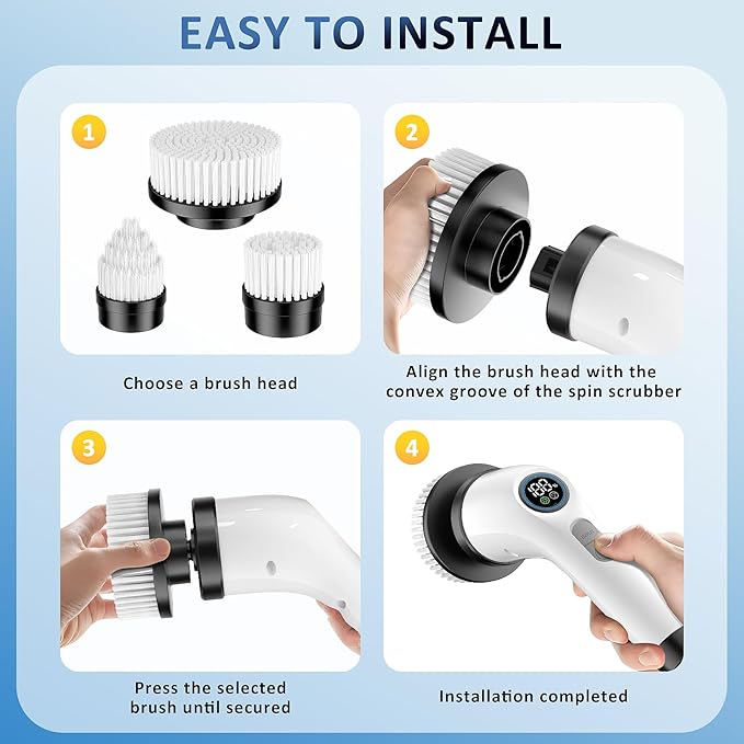 Yesayce 8pcs Electric Spin Scrubber Replacement Brush Heads, Extra Brushes Kit for Bathroom Floor Tile, Bathtub, Glass, Car, Kitchen Cleaning