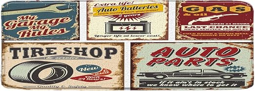 Antique Car Bath Mat 1950s License Plate Retro Country Garage Antique Accessories American Repair Poster Nostalgic Lette