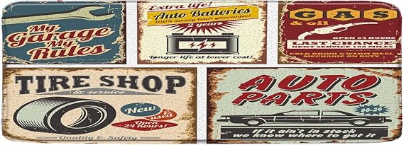 Antique Car Bath Mat 1950s License Plate Retro Country Garage Antique Accessories American Repair Poster Nostalgic Lette