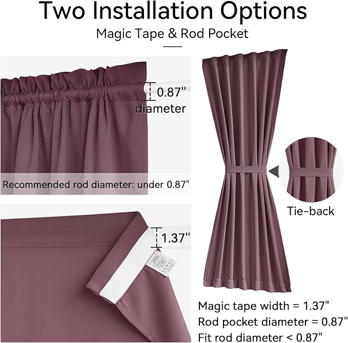 Vatge Door Curtains for French Door, Front Door Curtains for Glass Window Privacy Door Curtain, 1 Panel, W54 x L72, Nostalgia Rose