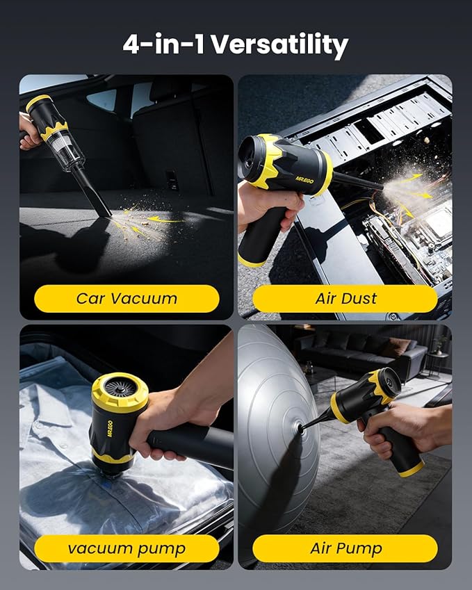 Mr.ego Car Vacuum Portable Cordless, 22000Pa High-Power Suction Handheld Vacuum & Air Duster with Brushless Motor, Multi-Nozzles, Washable Filter & Type-C Charging for Car, Home, Office, Pet Hair