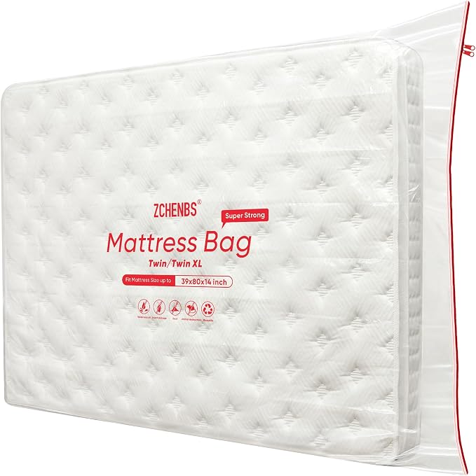 ZCHENBS® - Twin/Twin XL Mattress Bags for Moving, Waterproof Mattress Storage Bag with Zipper, Heavy-Duty 5 Mil Ultra-Th