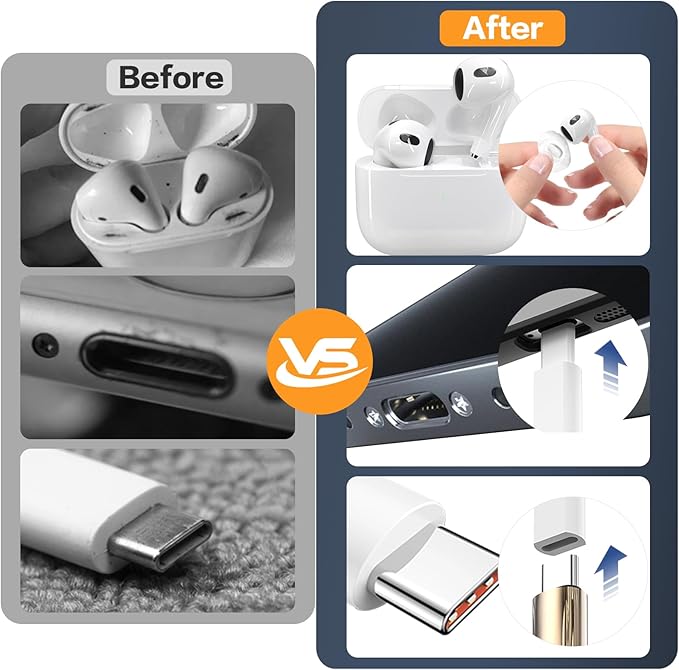 34-in-1 Phone Cleaning Kit, sunoyar Electronics Cleaning Kit for iPhone Charging Port Keyboard Cell Phone Airpods USB C Earbud Laptop Etc Multi-Functional with Portable Storage Case White