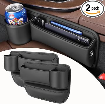 Universal Leather Car Door Cup Holder, Car Seat Gap Filler Organizer with Cup Holder, Car Storage Organizer Front Seat, 