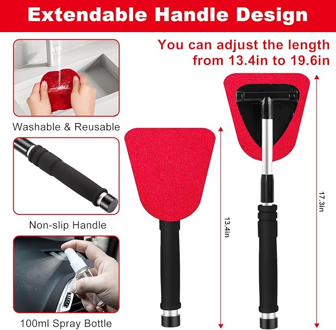 Windshield Cleaner Tool, 17Pcs Red Car Interior Cleaning Kit, Car Detailing Kit Interior Cleaner, Car Detailing Brushes, Car Cleaning Gel, Inside Cleaning Supplies Accessories for Women Girls
