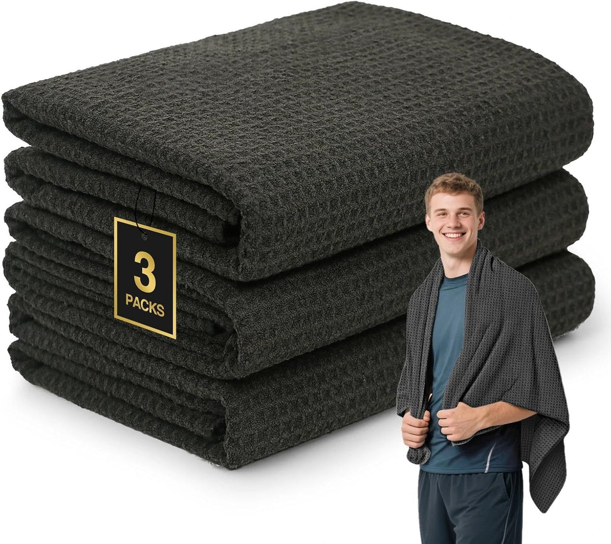 Microfiber Gym Towels for Showering Working Out Quick Dry Negative ions Large Middle Small Sizes Lightweight Gym Towel for Men Women Tennis Sports Towels for Body Hot Yoga Fitness Essentials