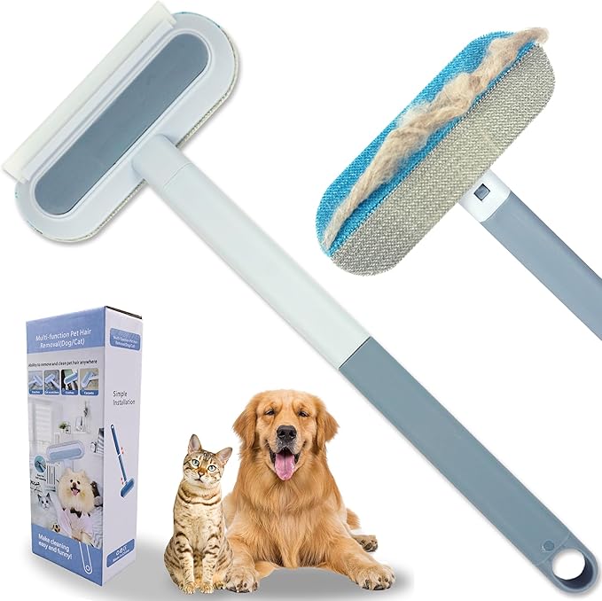 Magic Pet Hair Remover for Dog Cat Owners 1 Pieces,TikTok 4 in 1 Multifunctional Pet Hair Removal Tool for Couch Furniture Carpet Clothing, Reusable Washable Broom Brush for Window Tile Lint Cleaning