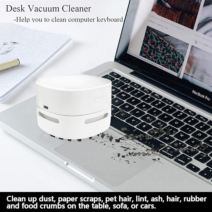 Mini Desktop Vacuum Cleaner, USB Handheld Computer Dust Collector, Portable Vacuum with Auto Power Off Function. for Home, Office, Sewing Machines, Keyboards, Cars