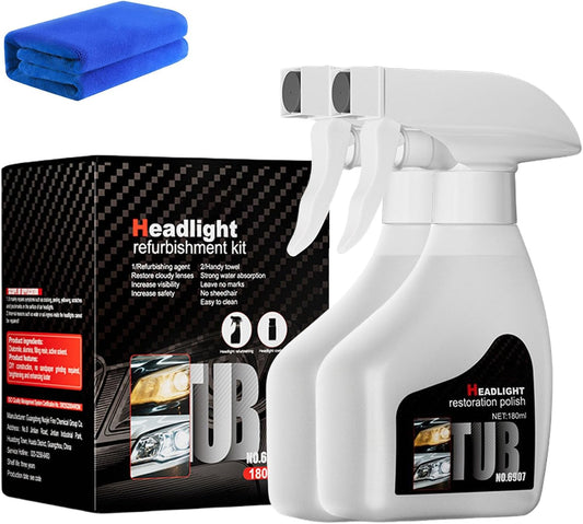 Headlight Restorer Kit - 2025 Upgrade for Yellowing & Scratches, Ceramic Coating Polish Cleaner, Universal Fit All Cars (2pcs)