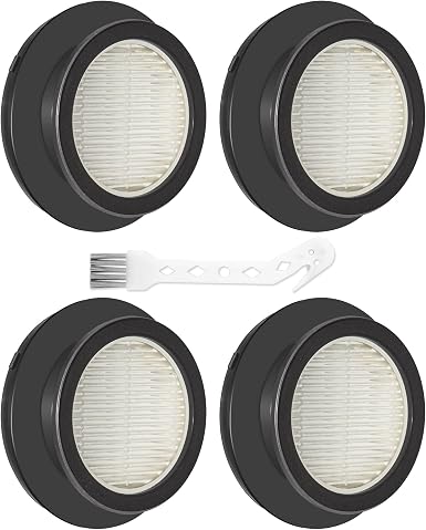 4 Pack X7A HEPA Filter Replacements Compatible with SunSare X7A-US Cordless Stick Vacuum Cleaner with Touch Screen and SunSare X7A Handheld Vacuum Cleaners for Home, 4 HEPA Filters, 1 Cleaning Brush - Cleanova
