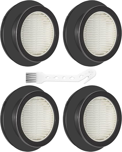4 Pack X7A HEPA Filter Replacements Compatible with SunSare X7A-US Cordless Stick Vacuum Cleaner with Touch Screen and SunSare X7A Handheld Vacuum Cleaners for Home, 4 HEPA Filters, 1 Cleaning Brush - Cleanova