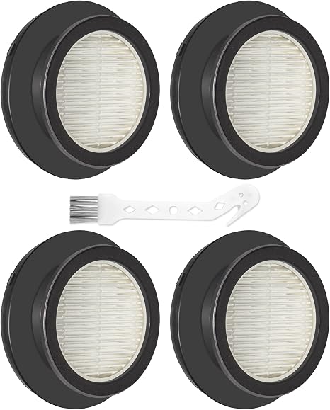 4 Pack X7A HEPA Filter Replacements Compatible with SunSare X7A-US Cordless Stick Vacuum Cleaner with Touch Screen and SunSare X7A Handheld Vacuum Cleaners for Home, 4 HEPA Filters, 1 Cleaning Brush - Cleanova