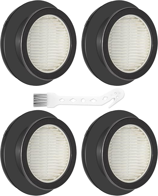 4 Pack X7A HEPA Filter Replacements Compatible with SunSare X7A-US Cordless Stick Vacuum Cleaner with Touch Screen and SunSare X7A Handheld Vacuum Cleaners for Home, 4 HEPA Filters, 1 Cleaning Brush - Cleanova