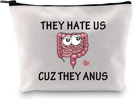 JXGZSO Gastroenterologist Doctor Gifts They Hate US cuz They Anus Funny Colon Cosmetic Bag Colon Surgery Recovery Gifts