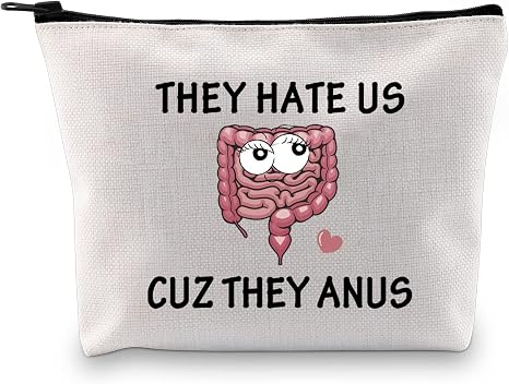 JXGZSO Gastroenterologist Doctor Gifts They Hate US cuz They Anus Funny Colon Cosmetic Bag Colon Surgery Recovery Gifts