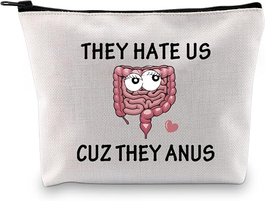 JXGZSO Gastroenterologist Doctor Gifts They Hate US cuz They Anus Funny Colon Cosmetic Bag Colon Surgery Recovery Gifts