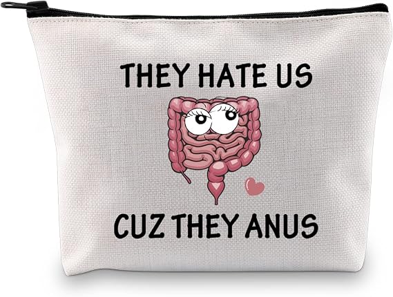 JXGZSO Gastroenterologist Doctor Gifts They Hate US cuz They Anus Funny Colon Cosmetic Bag Colon Surgery Recovery Gifts