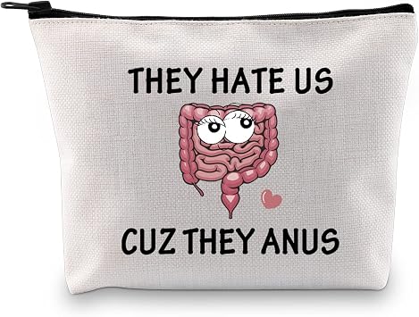 JXGZSO Gastroenterologist Doctor Gifts They Hate US cuz They Anus Funny Colon Cosmetic Bag Colon Surgery Recovery Gifts