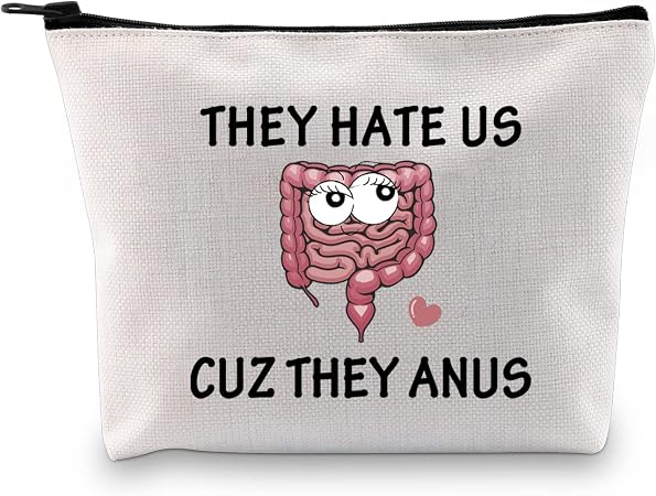 JXGZSO Gastroenterologist Doctor Gifts They Hate US cuz They Anus Funny Colon Cosmetic Bag Colon Surgery Recovery Gifts