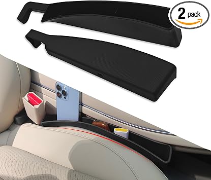 2PCS Car Seat Gap Filler, Car Seat Gap Organizer with Phone Holder, Black Multifunctional Seat Side Gap Filler Stop Thin
