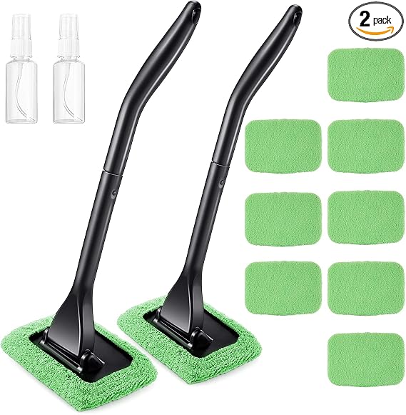 Frienda 2 Set Windshield Cleaner Tool Inside Car Windshield Cleaning Wand Auto Window Cleaner with Detachable Handle, 8 