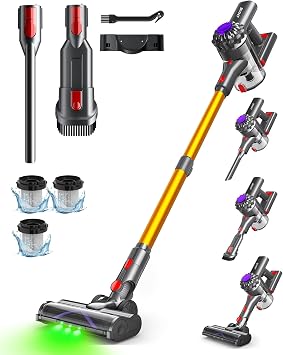 Cordless Vacuum Cleaner, 500W 45KPA Stick Vacuum Cleaners for Home | Lightweight Vac, Anti-Tangle, 45 Mins Rechargeable 