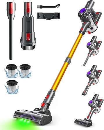 Cordless Vacuum Cleaner, 500W 45KPA Stick Vacuum Cleaners for Home | Lightweight Vac, Anti-Tangle, 45 Mins Rechargeable 