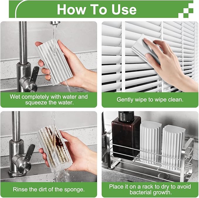 Jeymei 8-Pack Damp Clean Duster Sponge, Sponge Cleaning Brush, Duster for Cleaning Blinds, Glass, Baseboards, Vents, Railings, Mirrors, Window Track Grooves and Faucets