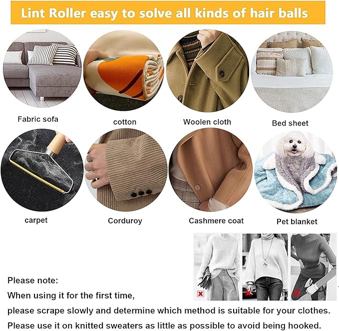 SUOXU Lint Remover Portable Pet Hair Remover,Reusable Lint Fabric Shaver Carpet Roller Scraper,for Carpet,Fabric Sofas,Beds, Furniture, Clothes Cat、Dog Hair Removal Cleaning Professional Tools