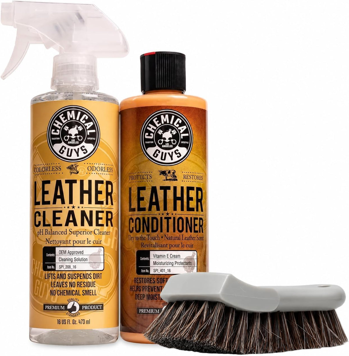 Leather Cleaner and Conditioner Kit with Brush