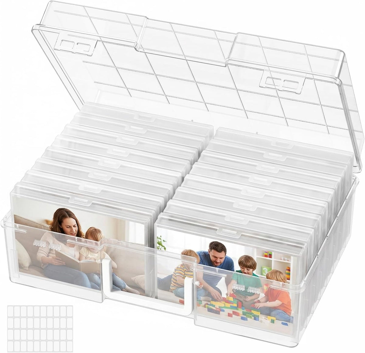 16 Pcs Photo Storage Box for 4"x 6" Pictures, Acid-Free, Clear