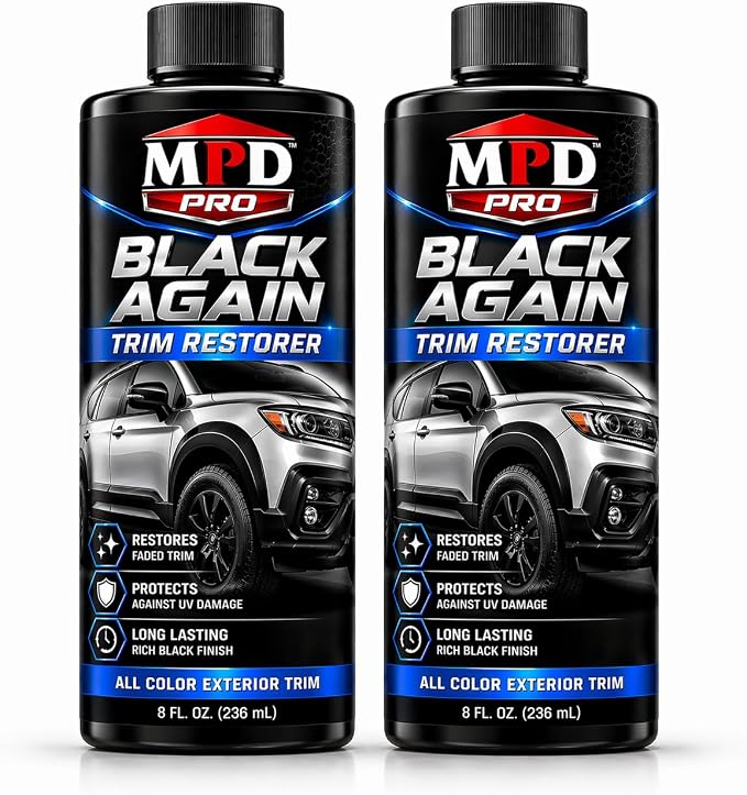MPD Pro Black Again Trim Restorer for Cars – Restores Faded Plastic, Vinyl & Rubber Exterior Trim, Deep Black Finish for