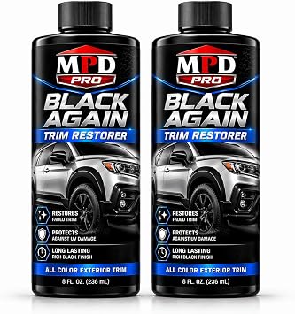 MPD Pro Black Again Trim Restorer for Cars – Restores Faded Plastic, Vinyl & Rubber Exterior Trim, Deep Black Finish for
