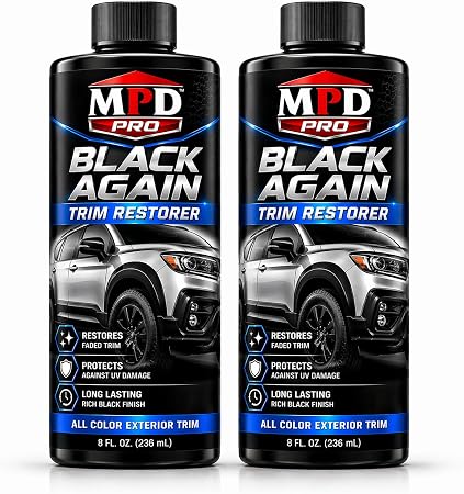MPD Pro Black Again Trim Restorer for Cars – Restores Faded Plastic, Vinyl & Rubber Exterior Trim, Deep Black Finish for