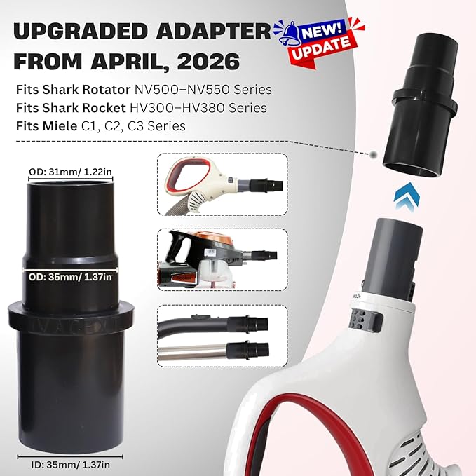 For Shark Crevice Tool Attachment with Adapter Kit, Compatible with Shark Navigator NV350 NV351 NV360, Rotator NV500, Rocket HV300 HV301 – Vacuum Attachments & Accessories for Tight Spaces
