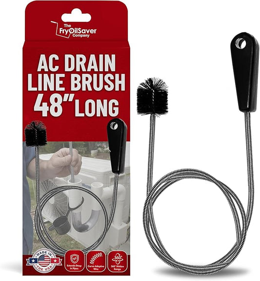 48" Flexible Tube Brush – Long Pipe Snake for Sink - AC Condensate Line Cleaning - Flexible Pipe Cleaner Brush for Hair, Food & Clog Removal - Cleaner Tool – B313C by FryOilSaver Co.