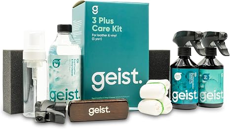 Geist. 3 Plus Care Kit for Leather & Vinyl | Clean, protect/shield from dye transfer and friction damage, prevent shrink