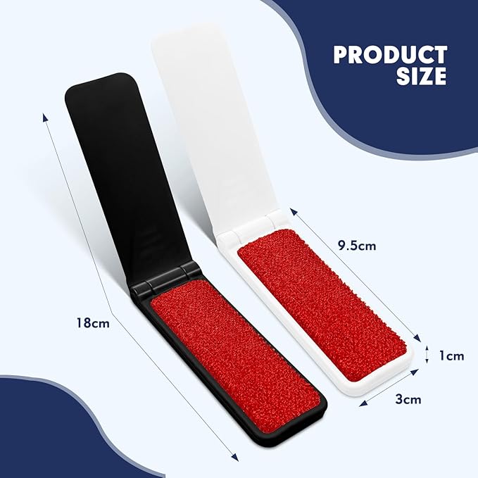 Foldable Lint Brush 4-Pack (2 White + 2 Black) - Portable & Reusable Lint Brushes for Clothes, Furniture, Pet Hair - Compact Travel Size, Sticky Surface, Easy to Clean - No Mess Fuzz Remover
