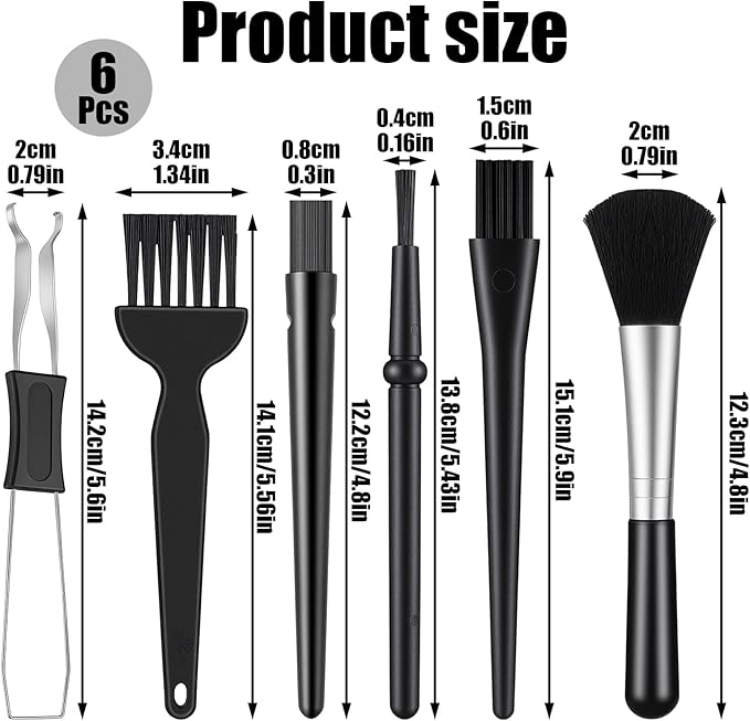 6 Pcs Mini Keyboard Cleaning Brushes Kit, Anti Static Electronic Dust Cleaning Brushes with PP Handle and Nylon Bristles, Keyboards Cleanings Brush for Computer Keyboard and Small Spaces